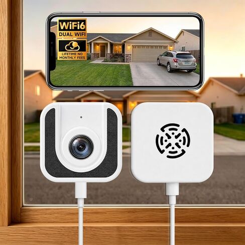 3MP No Drill Window Camera for Indoor & Outdoor Monitoring-1 Pack | 2.4Ghz & 5Ghz, Color Starlight Night Vision, Anti-Glare, AI Motion Detection, 24/7 Recording, Compatible with Alexa in Kuwait