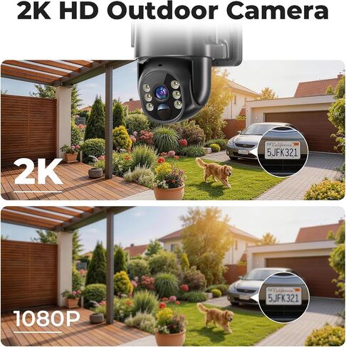 2K Security Cameras Wireless Outdoor, 5G & 2.4 WiFi Cameras for Home Security Solar/Battery Powered with Solar Panel, 360° PTZ Human Detection, Color Night Vision, Works with Alexa(2 Pack) in Kuwait