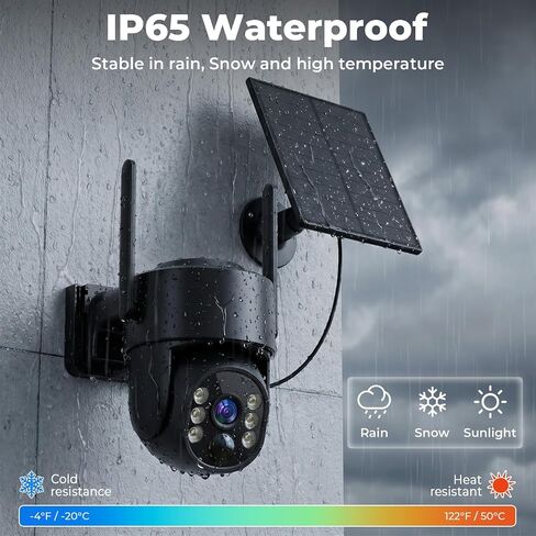 2K Security Cameras Wireless Outdoor, 5G & 2.4 WiFi Cameras for Home Security Solar/Battery Powered with Solar Panel, 360° PTZ Human Detection, Color Night Vision, Works with Alexa(2 Pack) in Kuwait