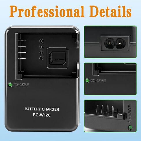 for Fujifilm Battery, NP-W126S Battery with Charger Replacement for Fuji X-T100, X-T200, X100F, X100V, X-S10, X-A10, X-E3, X-E4, X-A5, X-Pro2, X-Pro3, X-T1, X-T2, X-T3, X-T10, X-T20, X-T30, X-T30 II in Kuwait