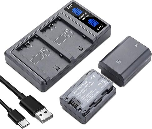 NP-FZ100 Battery and Dual Slot Charger Set for Sony A7iii, A7iv, A7C | A6700, A6600, ZV-E1, ZV-E10ii, FX3, FX30, A9, Alpha 9, Alpha 9S, A9S, A7R3, A7R4 Camera Batteries in Kuwait