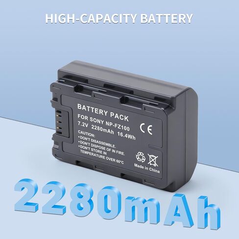 NP-FZ100 Battery and Dual Slot Charger Set for Sony A7iii, A7iv, A7C | A6700, A6600, ZV-E1, ZV-E10ii, FX3, FX30, A9, Alpha 9, Alpha 9S, A9S, A7R3, A7R4 Camera Batteries in Kuwait