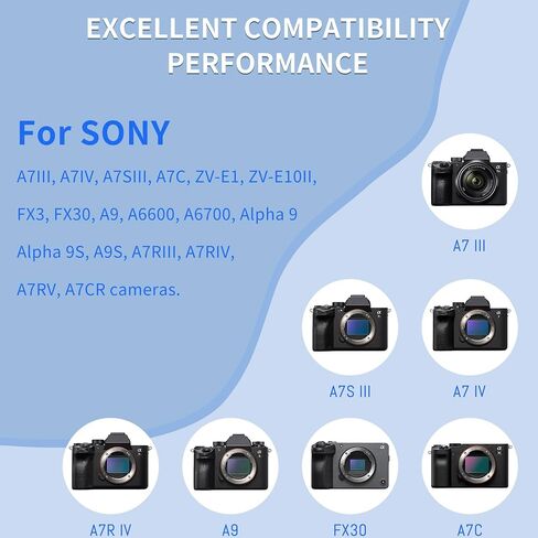 NP-FZ100 Battery and Dual Slot Charger Set for Sony A7iii, A7iv, A7C | A6700, A6600, ZV-E1, ZV-E10ii, FX3, FX30, A9, Alpha 9, Alpha 9S, A9S, A7R3, A7R4 Camera Batteries in Kuwait