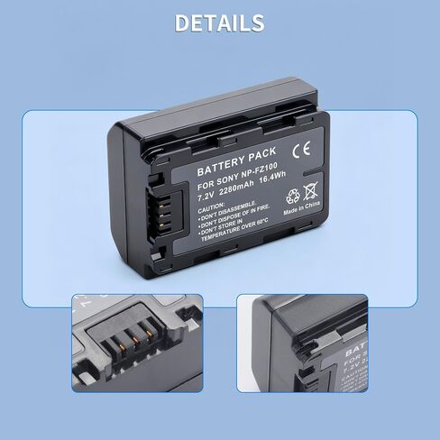 NP-FZ100 Battery and Dual Slot Charger Set for Sony A7iii, A7iv, A7C | A6700, A6600, ZV-E1, ZV-E10ii, FX3, FX30, A9, Alpha 9, Alpha 9S, A9S, A7R3, A7R4 Camera Batteries in Kuwait