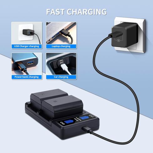 NP-FZ100 Battery and Dual Slot Charger Set for Sony A7iii, A7iv, A7C | A6700, A6600, ZV-E1, ZV-E10ii, FX3, FX30, A9, Alpha 9, Alpha 9S, A9S, A7R3, A7R4 Camera Batteries in Kuwait