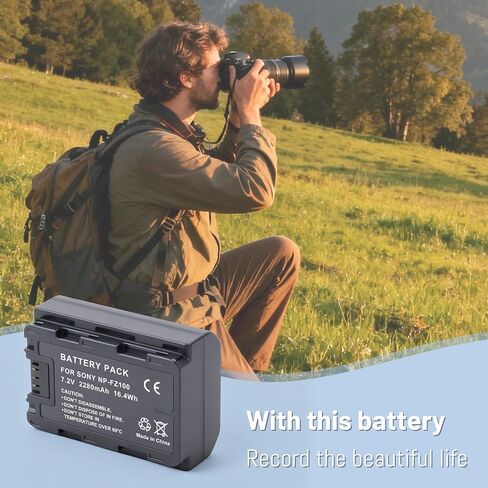 NP-FZ100 Battery and Dual Slot Charger Set for Sony A7iii, A7iv, A7C | A6700, A6600, ZV-E1, ZV-E10ii, FX3, FX30, A9, Alpha 9, Alpha 9S, A9S, A7R3, A7R4 Camera Batteries in Kuwait