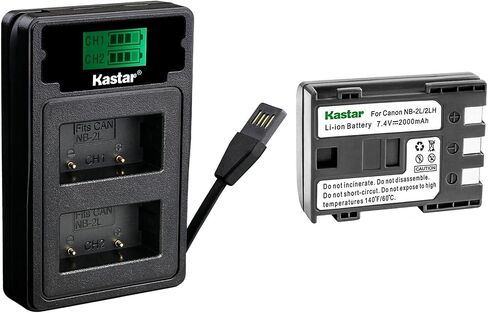 Kastar 4-Pack Battery with LZD2 USB Dual Charger Compatible with Canon NB-2L NB-2LH NB-2L12 NB-2L14, EOS 350D 400D Rebel XT XTi PowerShot G7 G9 S70 VIXIA HV20 HV30 ZR Series Camcorder in Kuwait