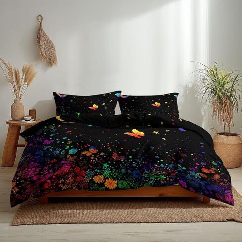Butterfly Toddler Bedding Set, Starry Sky Toddler Duvet Cover, Butterfly Comforter Cover & 1 Pillow Sham, Super Soft Microfiber with Zipper & Ties, All Season B74 in Kuwait