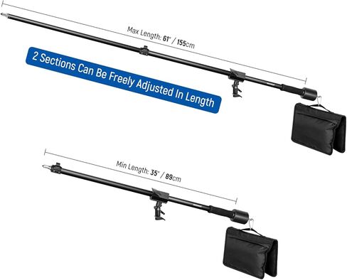 NEEWER Tripod Boom Arm, 35" to 61" (90 to 156cm) with 1.5kg Counterweight and Sandbag, 1/4" Screw Compatible with Softbox, Studio Light, Flash, Umbrella, Ring Light, Max Load 5kg | 1/4" Screw Compatible with Softbox, Studio Light, Flash, Umbrella, Ring Li in Saudi Arabia