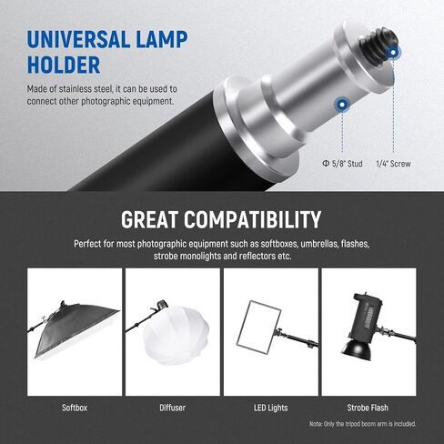 NEEWER Tripod Boom Arm, 35" to 61" (90 to 156cm) with 1.5kg Counterweight and Sandbag, 1/4" Screw Compatible with Softbox, Studio Light, Flash, Umbrella, Ring Light, Max Load 5kg | 1/4" Screw Compatible with Softbox, Studio Light, Flash, Umbrella, Ring Li in Saudi Arabia