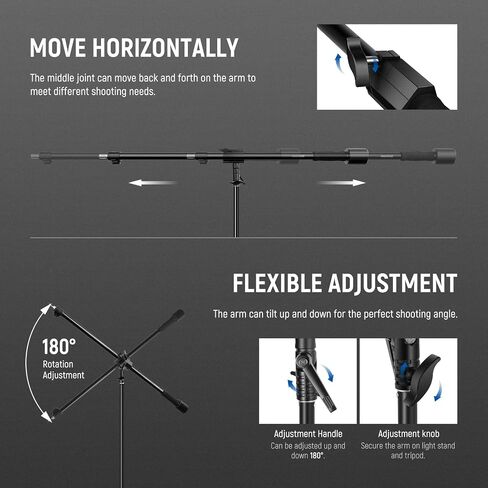 NEEWER Tripod Boom Arm, 35" to 61" (90 to 156cm) with 1.5kg Counterweight and Sandbag, 1/4" Screw Compatible with Softbox, Studio Light, Flash, Umbrella, Ring Light, Max Load 5kg | 1/4" Screw Compatible with Softbox, Studio Light, Flash, Umbrella, Ring Li in Saudi Arabia