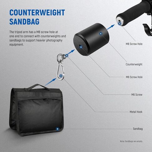 NEEWER Tripod Boom Arm, 35" to 61" (90 to 156cm) with 1.5kg Counterweight and Sandbag, 1/4" Screw Compatible with Softbox, Studio Light, Flash, Umbrella, Ring Light, Max Load 5kg | 1/4" Screw Compatible with Softbox, Studio Light, Flash, Umbrella, Ring Li in Saudi Arabia