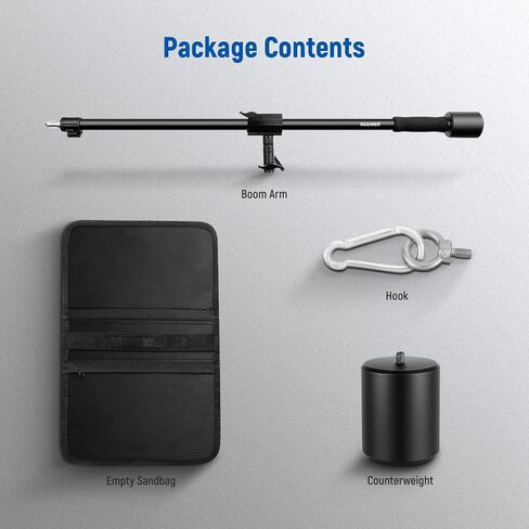 NEEWER Tripod Boom Arm, 35" to 61" (90 to 156cm) with 1.5kg Counterweight and Sandbag, 1/4" Screw Compatible with Softbox, Studio Light, Flash, Umbrella, Ring Light, Max Load 5kg | 1/4" Screw Compatible with Softbox, Studio Light, Flash, Umbrella, Ring Li in Saudi Arabia