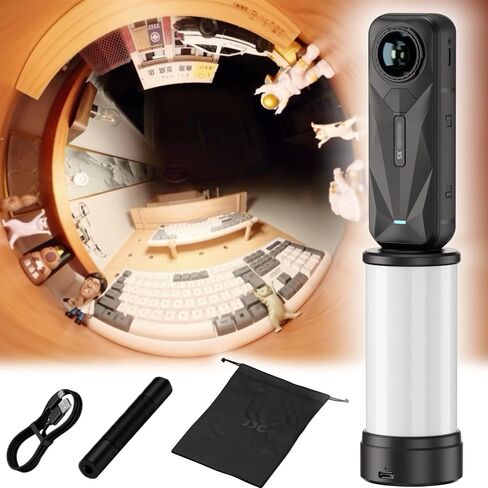 JJC 360° Light Attachment for Insta360 X5 Osmo360,1280mAh Type-C Charging | All-Angle Even Lightning,w. 1/4"-20,3 Color Mode 5 Brightness Level Personal LED Light for Insta360 X4 X3 Gopro Max Xtra 360 in Kuwait