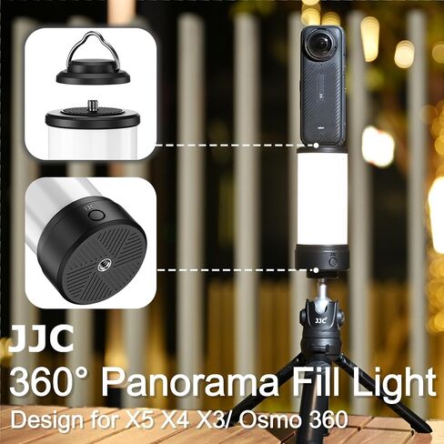 JJC 360° Light Attachment for Insta360 X5 Osmo360,1280mAh Type-C Charging | All-Angle Even Lightning,w. 1/4"-20,3 Color Mode 5 Brightness Level Personal LED Light for Insta360 X4 X3 Gopro Max Xtra 360 in Kuwait
