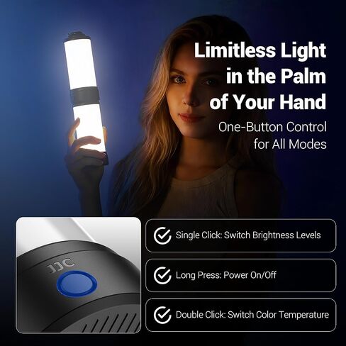 JJC 360° Light Attachment for Insta360 X5 Osmo360,1280mAh Type-C Charging | All-Angle Even Lightning,w. 1/4"-20,3 Color Mode 5 Brightness Level Personal LED Light for Insta360 X4 X3 Gopro Max Xtra 360 in Kuwait