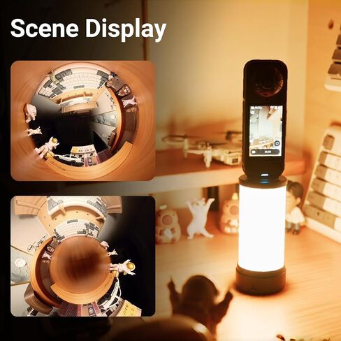 JJC 360° Light Attachment for Insta360 X5 Osmo360,1280mAh Type-C Charging | All-Angle Even Lightning,w. 1/4"-20,3 Color Mode 5 Brightness Level Personal LED Light for Insta360 X4 X3 Gopro Max Xtra 360 in Kuwait