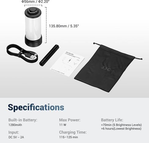 JJC 360° Light Attachment for Insta360 X5 Osmo360,1280mAh Type-C Charging | All-Angle Even Lightning,w. 1/4"-20,3 Color Mode 5 Brightness Level Personal LED Light for Insta360 X4 X3 Gopro Max Xtra 360 in Kuwait