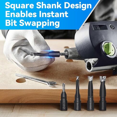 Carbide Router Bits Set for Domino Joiner, 5pcs 4-10mm, PTFE Coated | 5-piece carbide set (4/5/6/8/10mm), woodworking, joinery, chip-free cuts, covers all DF500 mortise sizes in one kit in Kuwait