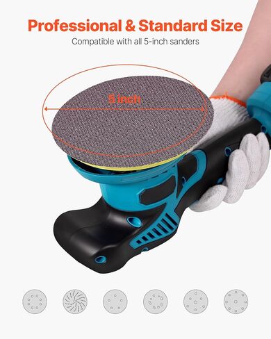 VEVOR 5-inch Mesh Abrasive Sanding Discs 50PCS, Grit 80/120/180/240/320 Assorted Anti-Clogging Ceramic Mesh Sandpapers, Hook-and-Loop Sanding Discs for Metal Wood Plaster, Car Body, Paint Removal in Kuwait