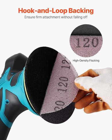VEVOR 5-inch Mesh Abrasive Sanding Discs 50PCS, Grit 80/120/180/240/320 Assorted Anti-Clogging Ceramic Mesh Sandpapers, Hook-and-Loop Sanding Discs for Metal Wood Plaster, Car Body, Paint Removal in Kuwait