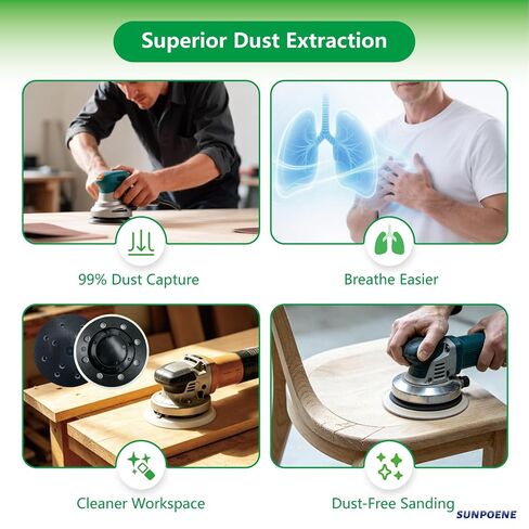 Upgraded for Festool ETS ES ETSC 125 Sanding Pad 492280 Soft 5 Inch (125mm) | 492280 Soft Sander Pad, 8 Hole, ST-STF 125/8-M4-J W-HT, Heat Resistant Hook & Loop, High Dust Extraction, M4 Connection in Kuwait