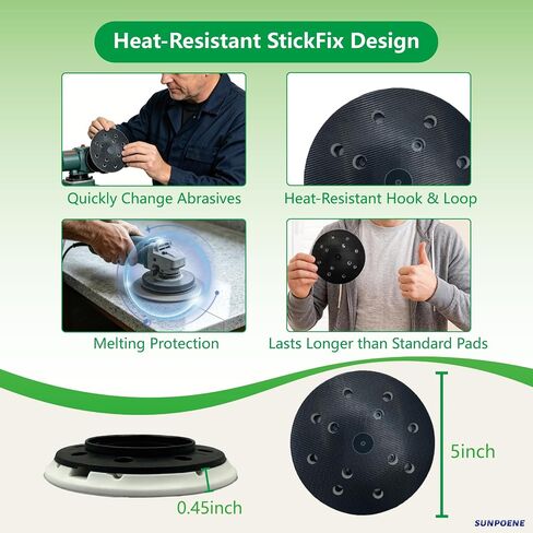 Upgraded for Festool ETS ES ETSC 125 Sanding Pad 492280 Soft 5 Inch (125mm) | 492280 Soft Sander Pad, 8 Hole, ST-STF 125/8-M4-J W-HT, Heat Resistant Hook & Loop, High Dust Extraction, M4 Connection in Kuwait
