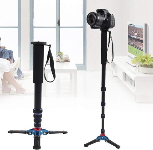 5KG Heavy Load Telescopic Aluminum Alloy Monopod Tripod, Portable Camera Monopod with Tripod Stand Base, Adjustable 17.7-65 Inch for DSLR Mirrorless Cameras in Kuwait