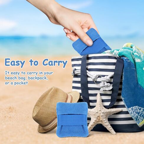 PartyKindom 2 Pcs Reusable Lightweight Beach Sand Removing Bag for Body Synthetic Fiber Sand Mitt Cleaner Convenient Zip Closure Removal Helper for Beach Use in Kuwait
