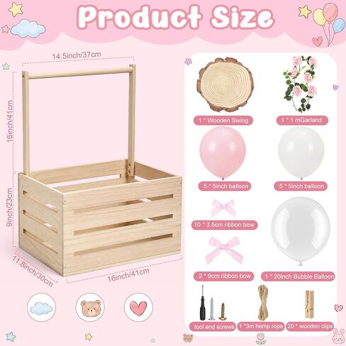 Novabright Wooden Baby Shower Crate Closet with Handle,Swing,Wood in Kuwait