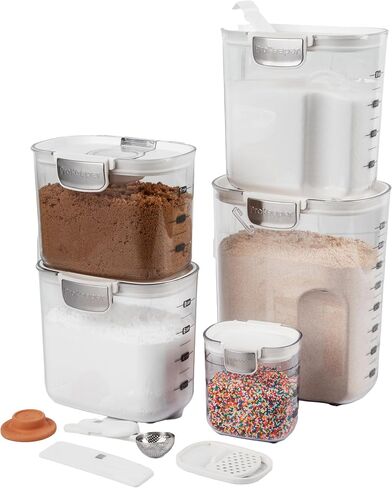 ProKeeper+ Airtight Food Storage Container Set – Clear Plastic Flour and Sugar Canister Set with Magnetic Accessories for Kitchen Organization (Black, 9-Piece) in Kuwait