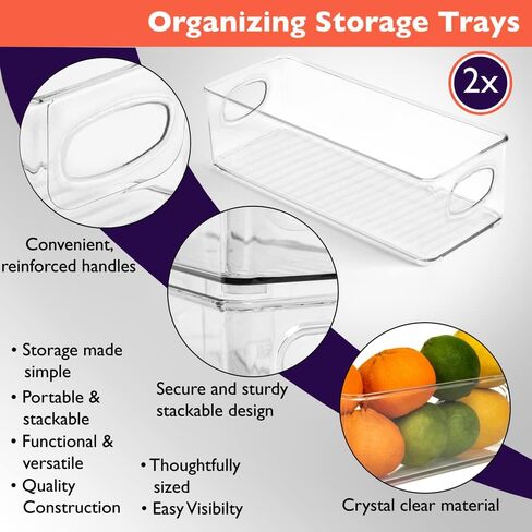 CLEARSPACE Plastic Pantry Organization and Food Storage Bin – Great Kitchen Fridge Organizer Bins, 2 Pack in Kuwait