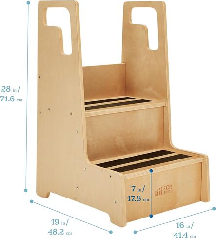 ECR4Kids Reach-Up Step Stool with Handles, Kids Furniture, Natural in Kuwait