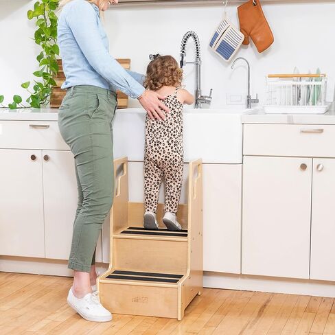 ECR4Kids Reach-Up Step Stool with Handles, Kids Furniture, Natural in Kuwait