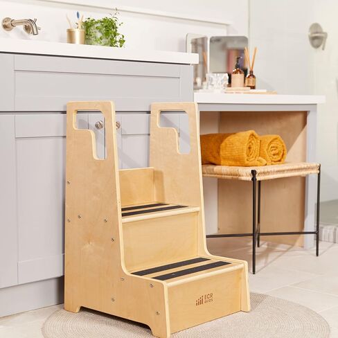 ECR4Kids Reach-Up Step Stool with Handles, Kids Furniture, Natural in Kuwait