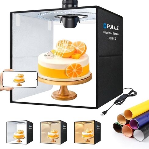 PULUZ 16x16 بوصة عالية CRI≥95 صندوق إضاءة قابل للتعتيم، 144 طقم إضاءة استوديو الصور LED مع 6 خلفيات، خيمة تصوير محمولة لتصوير المنتجات in Kuwait