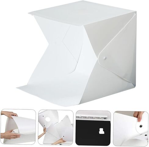 Portable Mini Photo Box Light Tent with LED Lighting and 4-Color Backdrops, Foldable Small 20cm Photography Softbox for Product Shooting and Studio Use in Kuwait
