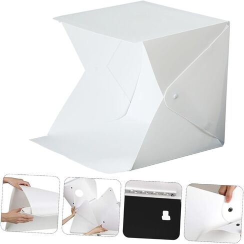 Cabilock Mini Photo Box Light Tent Portable 20cm Folding LED Photography Studio Softbox with 4-Color Backdrop for Camera Photo Shooting in Kuwait