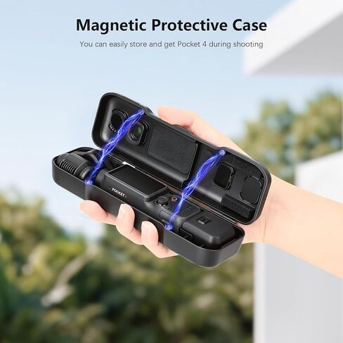 AMAZEAR Portable Protective Case for DJI OSMO Pocket 4/3/Xtra Muse Accessories, Hard Cover with Silicone Lining for 7 Lens Filters, Wide-Angle Lens, MicroSD Card, Easy Carry Storage Travel, Black in Kuwait