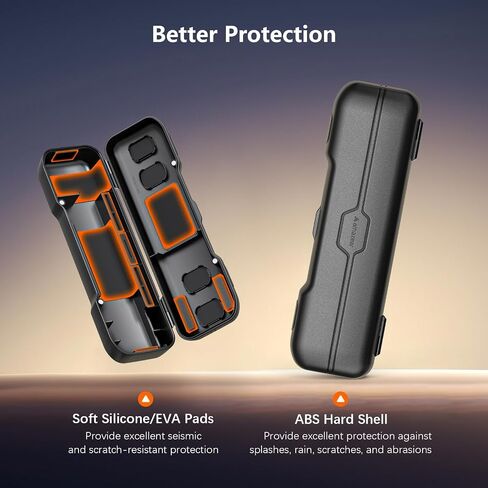 AMAZEAR Portable Protective Case for DJI OSMO Pocket 4/3/Xtra Muse Accessories, Hard Cover with Silicone Lining for 7 Lens Filters, Wide-Angle Lens, MicroSD Card, Easy Carry Storage Travel, Black in Kuwait