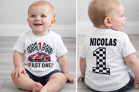 Fast One Race Car Birthday Shirt, 1st Birthday Shirt Boy, Race Car Tee in Kuwait