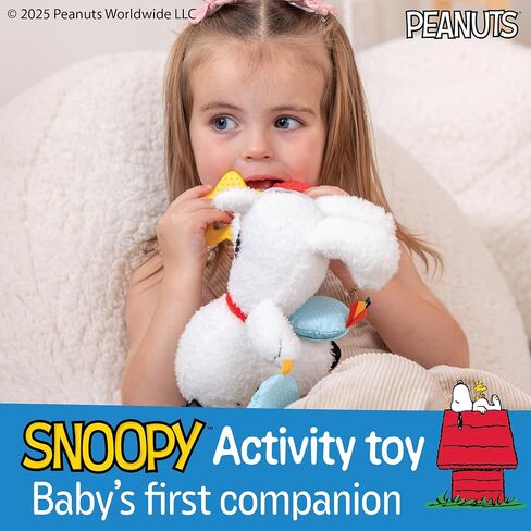 Kids Preferred Peanuts Snoopy Activity Toy - Jingle, Mirror, Teethers, Crinkle, Ribbons, Crinkle, Satin Accents, Soft Plush, On-The-Go Clip, 12 in in Kuwait