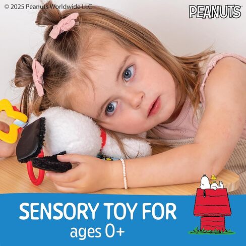 Kids Preferred Peanuts Snoopy Activity Toy - Jingle, Mirror, Teethers, Crinkle, Ribbons, Crinkle, Satin Accents, Soft Plush, On-The-Go Clip, 12 in in Kuwait