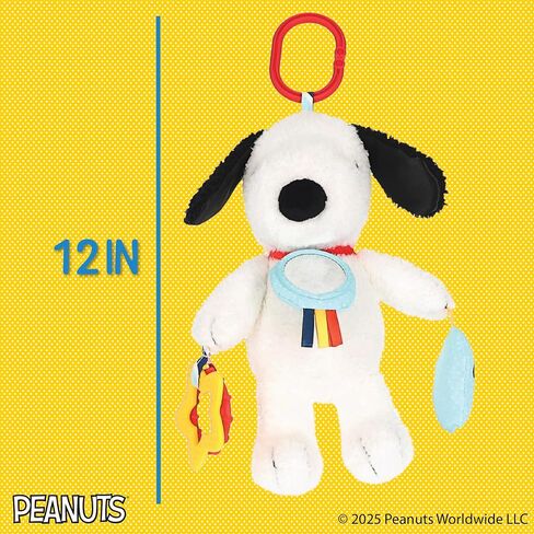 Kids Preferred Peanuts Snoopy Activity Toy - Jingle, Mirror, Teethers, Crinkle, Ribbons, Crinkle, Satin Accents, Soft Plush, On-The-Go Clip, 12 in in Kuwait
