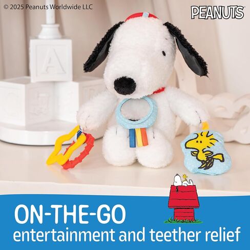 Kids Preferred Peanuts Snoopy Activity Toy - Jingle, Mirror, Teethers, Crinkle, Ribbons, Crinkle, Satin Accents, Soft Plush, On-The-Go Clip, 12 in in Kuwait