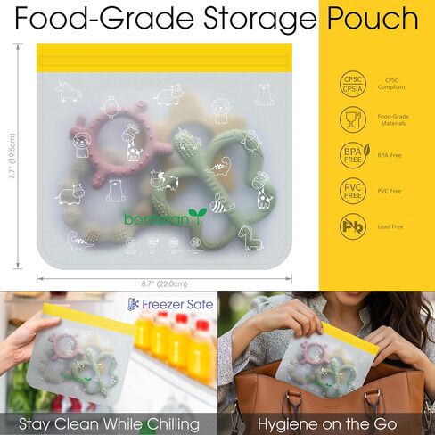 Baby Teether Set, 4 Softness Levels – Silicone Teething Toys 0-18M | 4 Teethers, One for Every Teething Stage | Multi-Textured | Freezer-Safe Storage Pouch | Teething Relief & BPA-Free in Kuwait