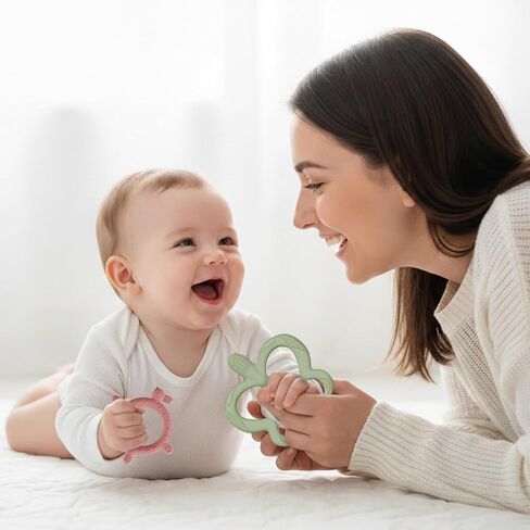 Baby Teether Set, 4 Softness Levels – Silicone Teething Toys 0-18M | 4 Teethers, One for Every Teething Stage | Multi-Textured | Freezer-Safe Storage Pouch | Teething Relief & BPA-Free in Kuwait