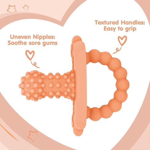 Seeway Teether Pacifier, Infant Teething Relief, Safe Chewing BPA Free | Food-Grade Silicone,Baby Teething Toys,Massaging Bumps,Easy to Hold,Freezable,Soothes Sore Gums,6 Pack in Kuwait
