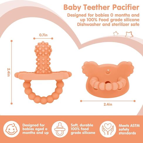 Seeway Teether Pacifier, Infant Teething Relief, Safe Chewing BPA Free | Food-Grade Silicone,Baby Teething Toys,Massaging Bumps,Easy to Hold,Freezable,Soothes Sore Gums,6 Pack in Kuwait