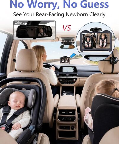 1080P Dual Baby Car Camera for 2 Kids: 7.2'' Split Screen Monitor for Twins | Auto-Brightness Car Seat Camera with Cable Clips – Organizes Cables for Neat & Easy Setup for Road Trips and Daily Commutes in Kuwait